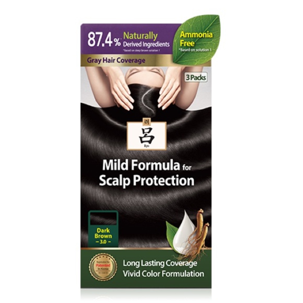 RYO mild formula hairdye cream - 3.0 dark brown (2 x 3 packets) ammonia free